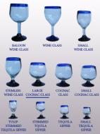 Cobalt Blue Rim 11 oz Large Cognac Glasses (set of 6)
